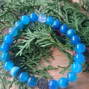 Blue Beaded Bracelet with  Tree Charm
